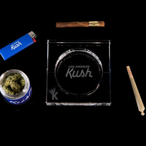 LA Kush "K" Krown Ashtray - Clear/White